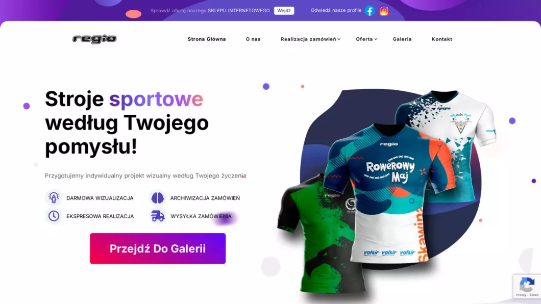 Personalizowana odzież sportowa	na zamówienie Regio - zrzut ekranu