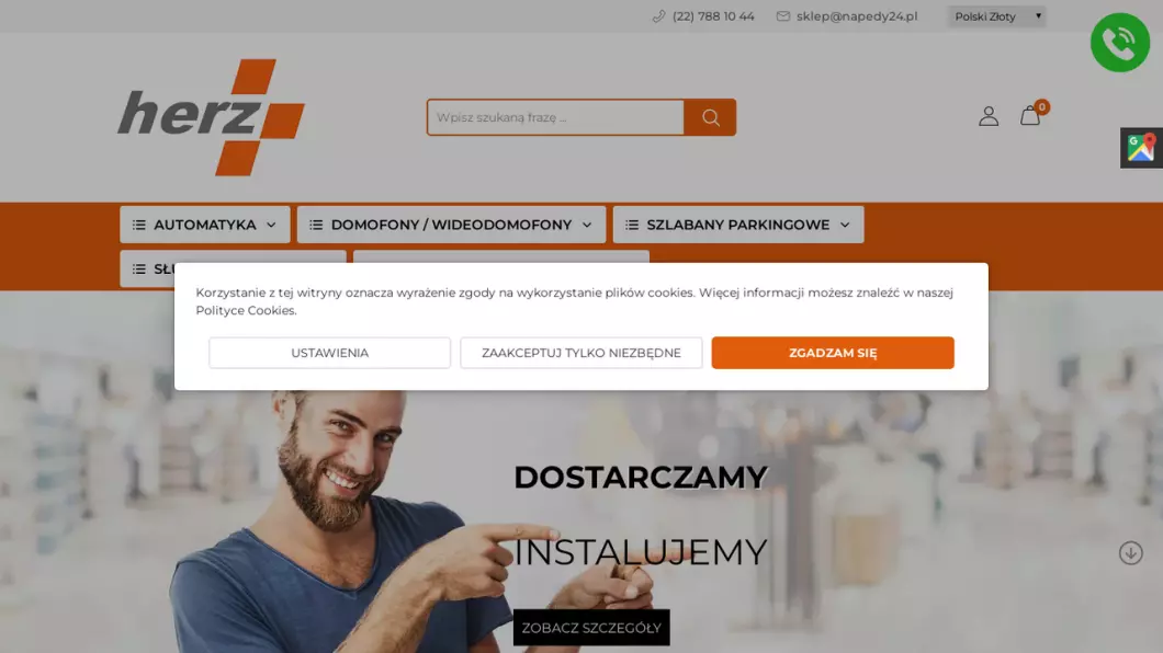 Sklep z automatyką i systemami zabezpieczeń HERZ - zrzut ekranu