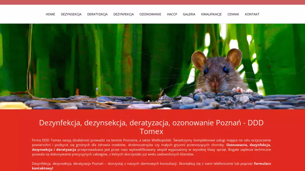 DDD Tomex - dezynfekcja, dezynsekcja, deratyzacja, ozonowanie - zrzut ekranu