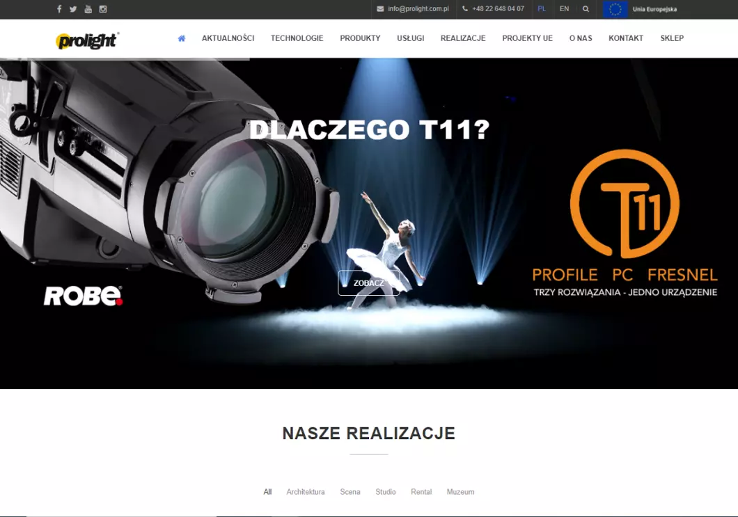 Oświetlenie sceniczne | Prolight - zrzut ekranu