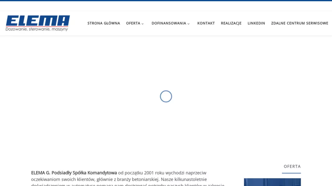 Automatyka przemysłowa, automatyzacja produkcji | ELEMA - zrzut ekranu