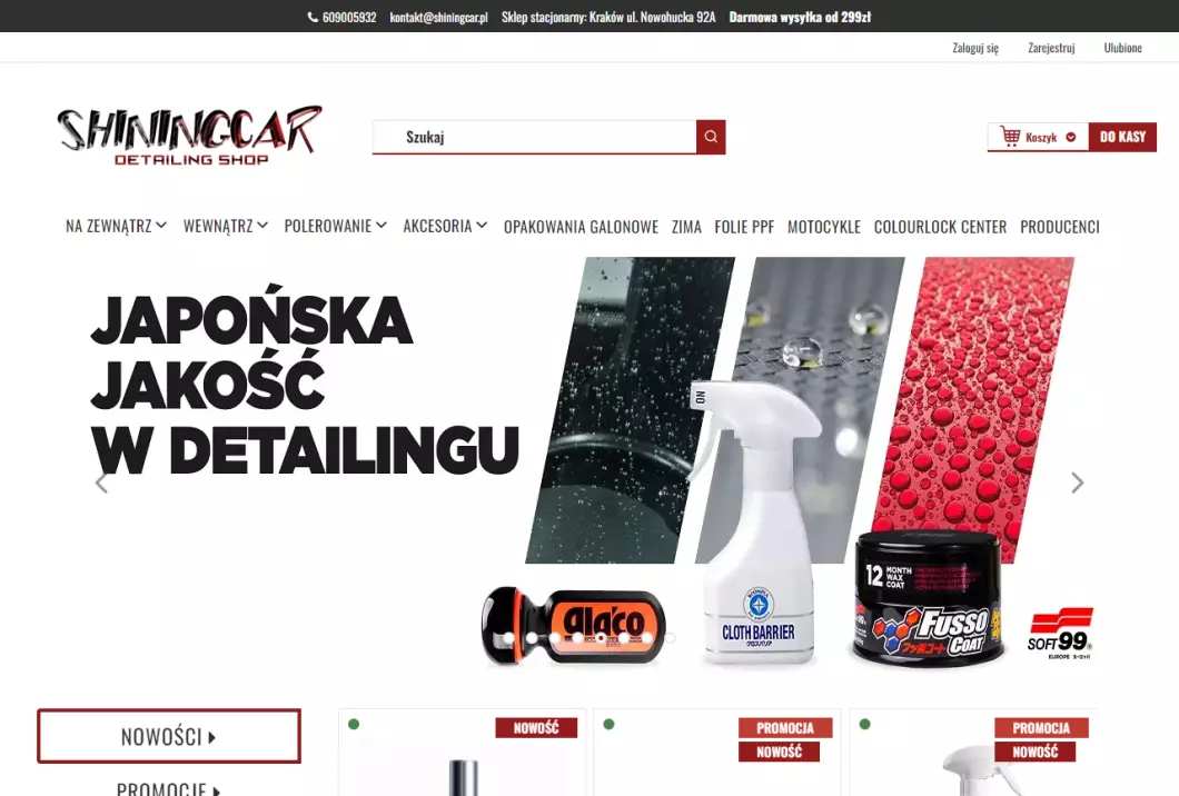 ShiningCar Auto Detailing Sklep - zrzut ekranu