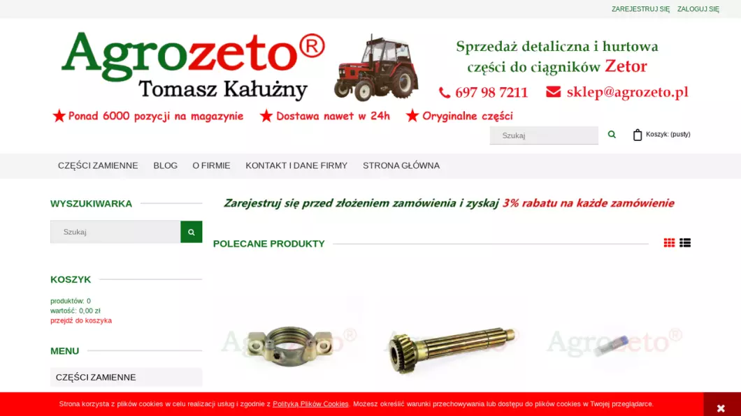 Części do ciągników Zetor Agrozeto - zrzut ekranu